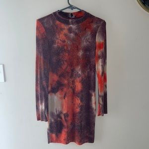 Orange & Burgundy Multi Party Dress